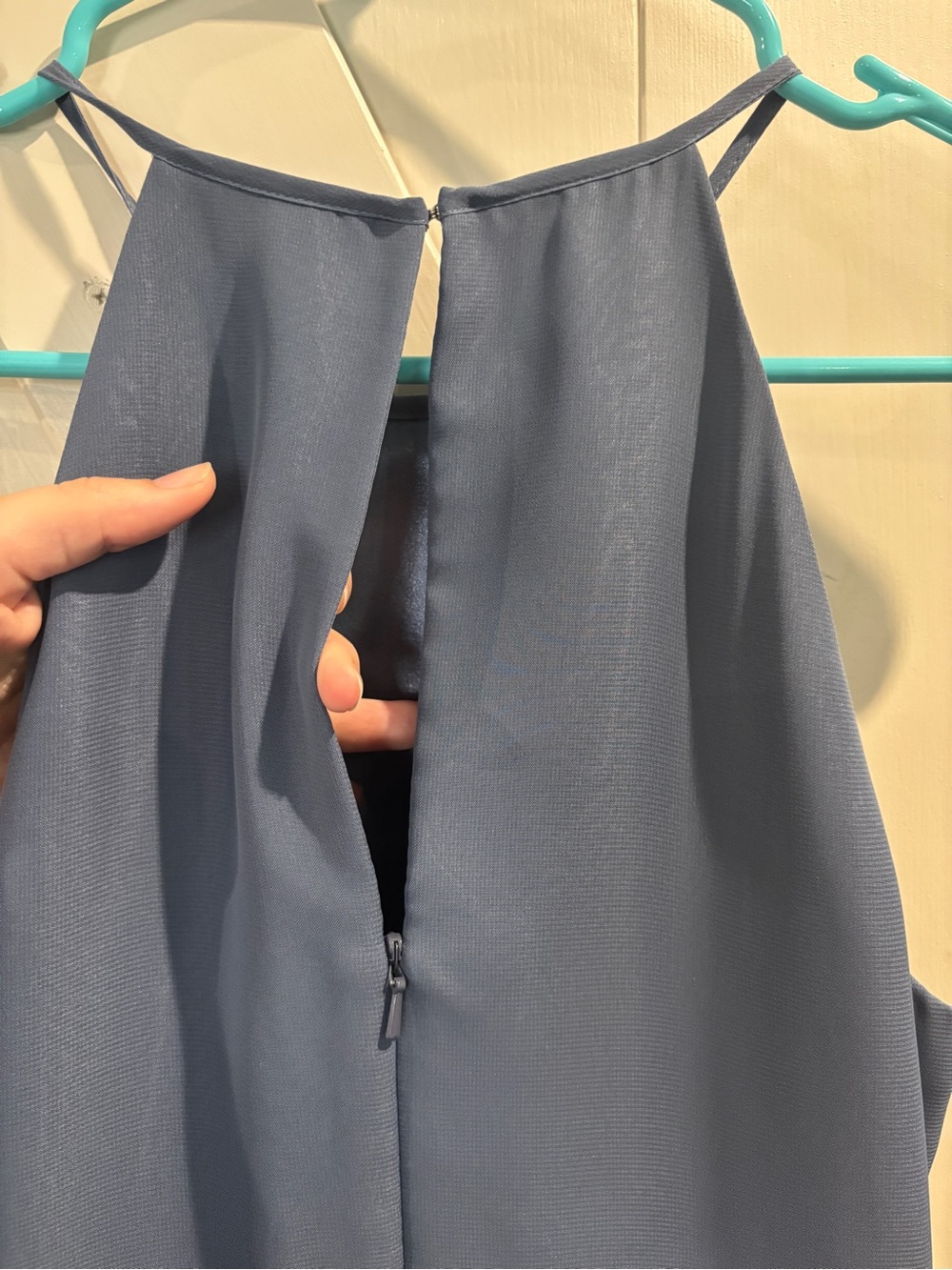French Blue Chiffon Evening Gown - Picture 5 of 8
